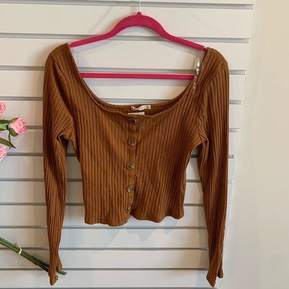 Brown ribbed long sleeve top - Picture 11 of 11